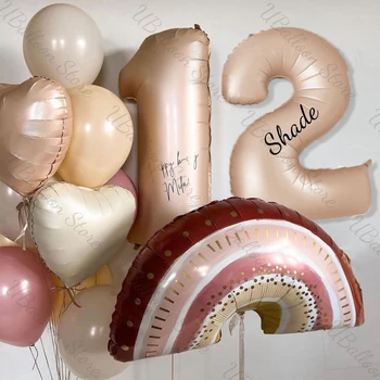 1 Комплект Воздушных шаров с индивидуальными номерами в форме радуги в стиле бохо 32 дюйма Воздушные шары с карамельным номером на День рождения для декора свадебной вечеринки