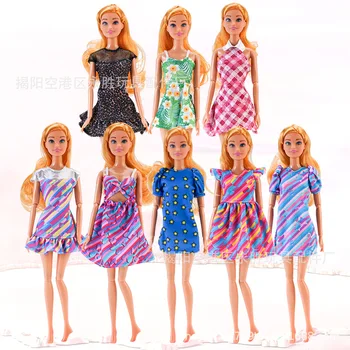 1 комплект яркого летнего платья с юбкой-лямкой с модным принтом, Чонсам, подходящего для 11,8-дюймовой куклы Барби, повседневная одежда