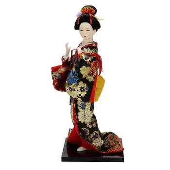 12-Дюймовая японская кукла-гейша в кимоно Традиционная японская кукла-гейша в кимоно в традиционном винтажном кимоно