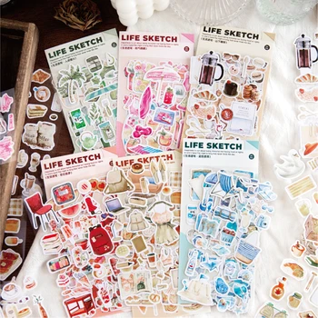 12 упаковок / ЛОТ Серия Life sketch, бумажная наклейка в стиле ретро с надписями