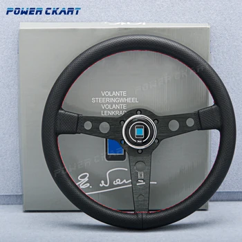 14-дюймовое черное кожаное гоночное спортивное рулевое колесо Плоское Tpye Модифицированное рулевое колесо JDM Sim для универсальных игр