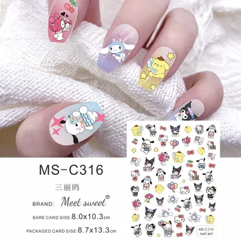 1ШТ Наклейки для ногтей Kuromi 3D аниме My Melody Cinnamon Dog Наклейки Pochacco Наклейка для ногтей Sanrio Принадлежности для ногтей для ногтей