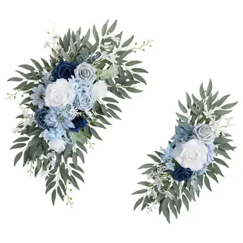 2 искусственных цветка, подвесные цветы, гирлянды, приветственный знак с цветами для сервировки стола, садовые фоновые украшения