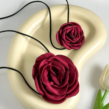 2 шт. Готические ожерелья с цветами роз, модное колье с цветочным шармом, цепочка на шею для женщин, женские ювелирные изделия Y2K, подарочные аксессуары