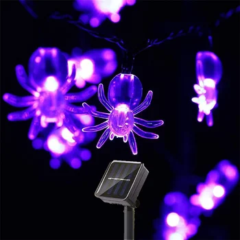 2 шт. Фонари-пауки на солнечной батарее, водонепроницаемые фиолетовые лампы-пауки на Хэллоуин Для вечеринки, украшения газона на открытом воздухе