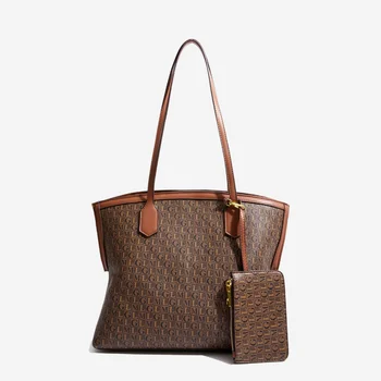 2023 Женская сумка большой емкости, сумка в пригородном стиле, женская классическая кожаная сумочка из ПВХ с монограммой, женские сумки через плечо