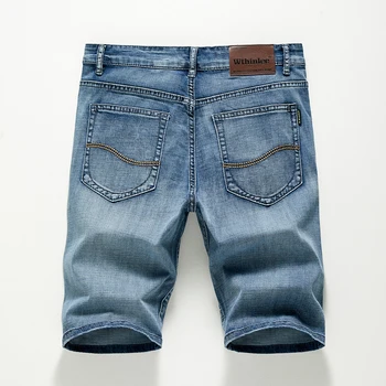 2023 Летние шорты Джинсы Мужские джинсовые брюки Стрейч Темно-синие Модные дизайнерские мужские джинсы Тонкие прямые мужские короткие джинсы Hombre