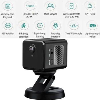 2023 Новая мини-камера HD WiFi с двойным голосовым домофоном, Удаленные камеры видеонаблюдения ночного видения, Аудиомагнитофон, камера обнаружения движения