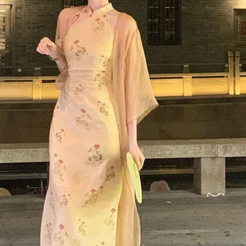 2023 Новое китайское платье Чонсам в стиле ретро, женская юбка с тонкой талией, дизайн Sense, прилив