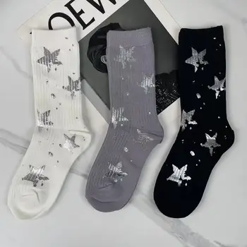 2023 Новые зимние женские носки с рисунком звезды, длинные носки, повседневные модные носки, Высококачественные хлопчатобумажные носки, кавайные носки, Размер 35-40