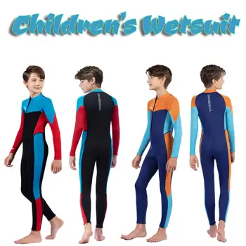 2023 новые летние 1шт 2,5 мм неопрена дети гидрокостюм тепловой полный костюмы водонепроницаемый длинные рукава дайвинг купальники серфинг для детей