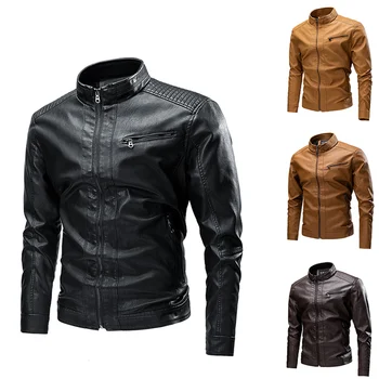2023 Осень, новая мужская зимняя флисовая толстая кожаная куртка, повседневное винтажное мотоциклетное байкерское пальто, мужской бренд, дизайнерская куртка из искусственной кожи, мужская