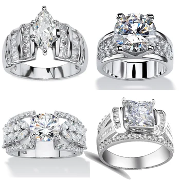 2023, Роскошные обручальные кольца с кубическим цирконием Marquise для женщин, высококачественная серебряная лента, современный дизайн, модные кольца, ювелирные изделия