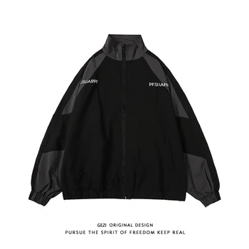2023 Университетская куртка в стиле хип-хоп, мужская уличная куртка в стиле пэчворк, черная Ветровка, пальто, Женские осенние Тонкие Модные куртки для колледжа