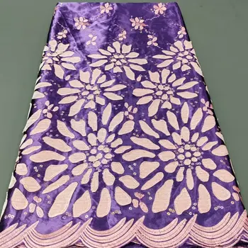 2023 Фиолетовая Новейшая нигерийская бархатная Кружевная ткань с высококачественным шелковым Лазерным блеском Африканская кружевная ткань С Мягким бархатным кружевом свадебные платья
