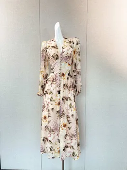 2023SS Летнее Роскошное Новое женское модное платье с цветочным принтом и длинным рукавом Ddxgz2 8.31