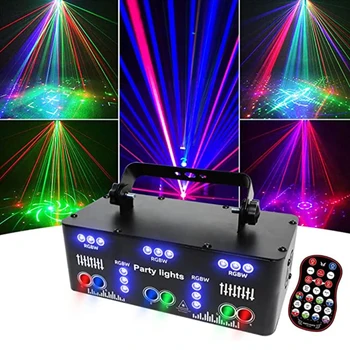 21-луночный DJ Disco RGB Party Beam сценический лазерный проектор свет УФ СВЕТОДИОДНЫЙ стробоскопический звук Лампа для ночного клуба Рождество Хэллоуин Праздничная лампа