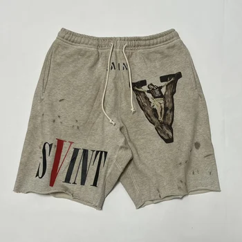 22SS Saint Summer мужские винтажные хлопковые шорты с граффити в винтажном стиле.