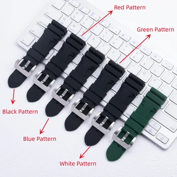 26 мм Черно-зеленый высококачественный мягкий резиновый силиконовый ремешок для часов Panerai Strap Sport Водонепроницаемый ремень для дайвинга, браслет с пряжкой-язычком