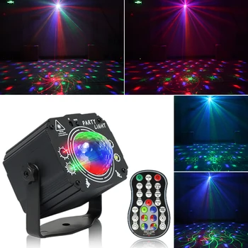 2В1 DJ Disco Лазерный Магический шар сценический светильник RGB LED с дистанционным управлением, активированный стробоскопический звук для клубной вечеринки по случаю дня рождения, бара на Хэллоуин