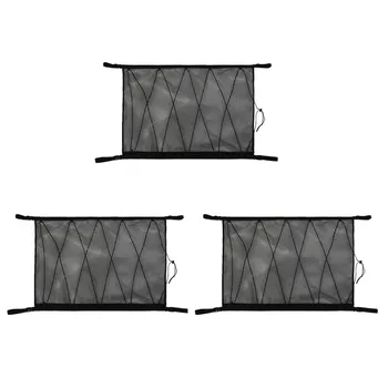 3-кратный карман для сетки для хранения на потолке автомобиля, внутренняя грузовая сетка на крыше, сумка для хранения в багажнике автомобиля, органайзер для хранения мелочей, черный