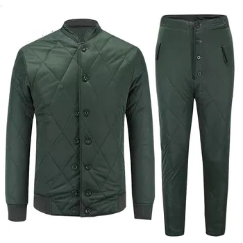3502 Зеленая Теплая флисовая куртка Teda Cotton, Комплект зимних хлопчатобумажных брюк