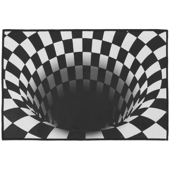 3D Визуальный оптический коврик для пола Черно-Белый клетчатый коврик Оптический Вихревой иллюзорный коврик