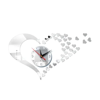 3D настенные часы в форме сердца Регулируемого размера и простые в сборке Часы для оформления спальни офиса