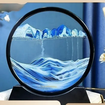 3D Роспись по зыбучим пескам Круглые стеклянные поделки Песочные часы Креативный подарок Настольные Песочные часы с маятником времени