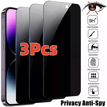 3ШТ Защитная Пленка Для Экрана Конфиденциальности Для iPhone 15 14 13 12 11 Pro Max Mini 7 8 Plus X Xs Max XR Anti-Spy Glass Закаленное Стекло