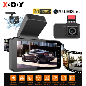 4,0-дюймовая видеорегистраторная камера 1080P Full HD для автомобильного видеорегистратора с IPS-экраном, видеорегистратор заднего вида, двойная камера на лобовом стекле, автомобильные аксессуары