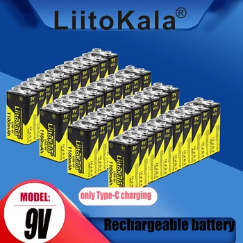 40ШТ LiitoKala 9V 1100mAh литий-ионная Аккумуляторная батарея type-C USB 9V li-ion для мультиметра, Микрофона, Игрушечного Пульта дистанционного Управления KTV, использования