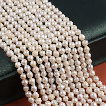 5-6 мм Белый пресноводный натуральный жемчуг Почти круглые бусины в стиле барокко для изготовления ювелирных изделий DIY Ожерелье Браслет Аксессуары