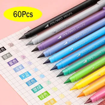 60 цветов вечных карандашей, позы студентов без заточки карандашей, детские карандаши для рисования, цветные карандаши для рисования оптом