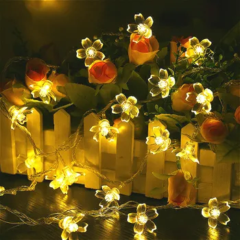 8-режимные огни в виде цветов персика, 5 м, 7 м, 12 м, Гирлянды на солнечной энергии, гирлянды, светодиодные сказочные огни, Свадебный декор для сада на открытом воздухе