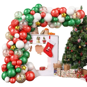 87 шт. Набор рождественских гирлянд из воздушных шаров, красный и зеленый Тематический набор для праздничной вечеринки, декоративный фон для рождественской вечеринки с воздушным шаром