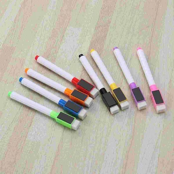 8ШТ Многофункциональных красочных портативных белых клейких лент, 8 цветных магнитных ручек для белой доски, маркеры сухого стирания