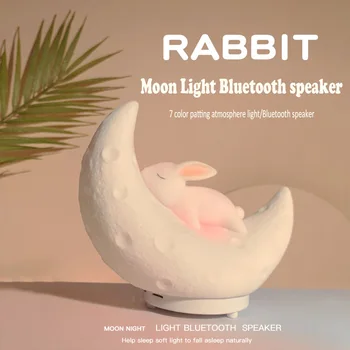 Bluetooth Музыка Кролик Луна Светодиодные Фонари Rgb Свет Силиконовый Неоновый Ночник Декор Комнаты Украшение Спальни Лампа Милый Свет Лампы