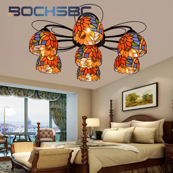 BOCHSBC Tiffany ретро стиль Подсолнух с несколькими головками потолочные светильники деко гостиная столовая Спальня бар отель подвесной светильник