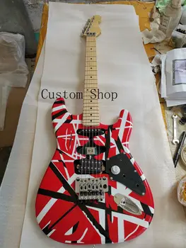 Custom Shop Eddie Van Halen Электрогитара в Белую Черную Полоску Red ST Floyd Rose Тремоло и Стопорная Гайка, Кленовый Гриф и Накладка