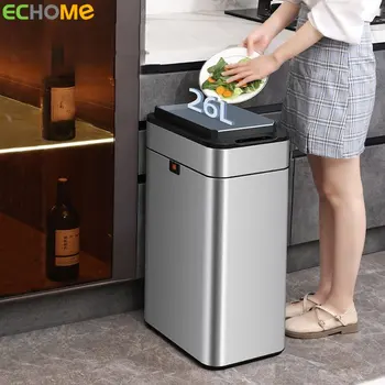 ECHOME 40L Умное мусорное ведро для кухни индукционного типа, водонепроницаемое с крышкой, мусорное ведро для ванной комнаты, автоматическая упаковка, Большие мусорные баки