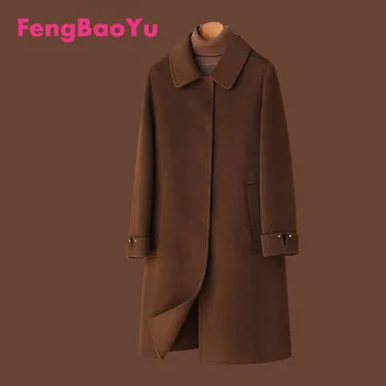 Fengbaoyu Australia Двустороннее Кашемировое Пальто для Женщин Среднего и пожилого возраста, Шерстяное Пальто Осень-Зима, Теплая Одежда для Матери