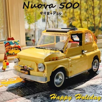 Fiat 500 Желтый Автомобиль Строительные Блоки Кирпичи Совместимые 10271 77942 День Рождения Рождественский Подарок Модель Автомобиля Игрушки