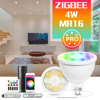 Gledopto 12V Dimmable Zigbee 3.0 RGBCCT LED Spot Light MR16 4W Pro с Регулируемой яркостью 30 или 120 Градусов Подходит Для Ванной Комнаты Спальни Коридора