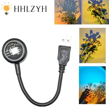 HHLZYH LED USB, Радужный Неоновый ночник, лампа для заката, Проектор, фотография, Настенное Атмосферное освещение для декора спальни, Подарок