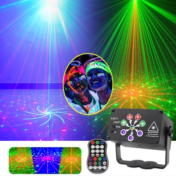 LEDUV Black Laser Party Light USB с 6/8 Отверстиями DJ Disco Stage Strobe Beam Light 60 Звуковых Паттернов, Активированных на Рождество и Хэллоуин
