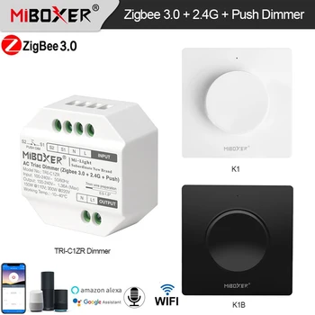 Miboxer ZigBee 3.0 + 2.4 G RF Пульт Дистанционного Управления 110-240 В Переменного Тока Симисторный Диммер Кнопочный Переключатель Диммер Пульт Дистанционного Управления/Приложение / Голосовое Управление для Одноцветных Ламп