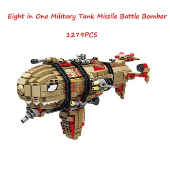 MOC Новый креативный военный танк 8 В 1, ракета, бомбардировочный корабль, модель строительного блока, мелкие частицы для детских кирпичных игрушек, подарков