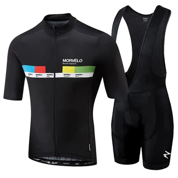 Morvelo 2021 Мужская Летняя Одежда комплекты велосипедной одежды с коротким рукавом шорты-нагрудники мужские Дышащие Шорты-нагрудники maillot ciclismo set