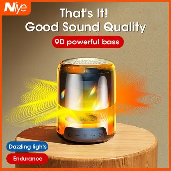 Niye Новый Красочный легкий беспроводной динамик Bluetooth Домашний Портативный беспроводной сабвуфер 360 ° Объемный Bluetooth 5.3 Круглый динамик